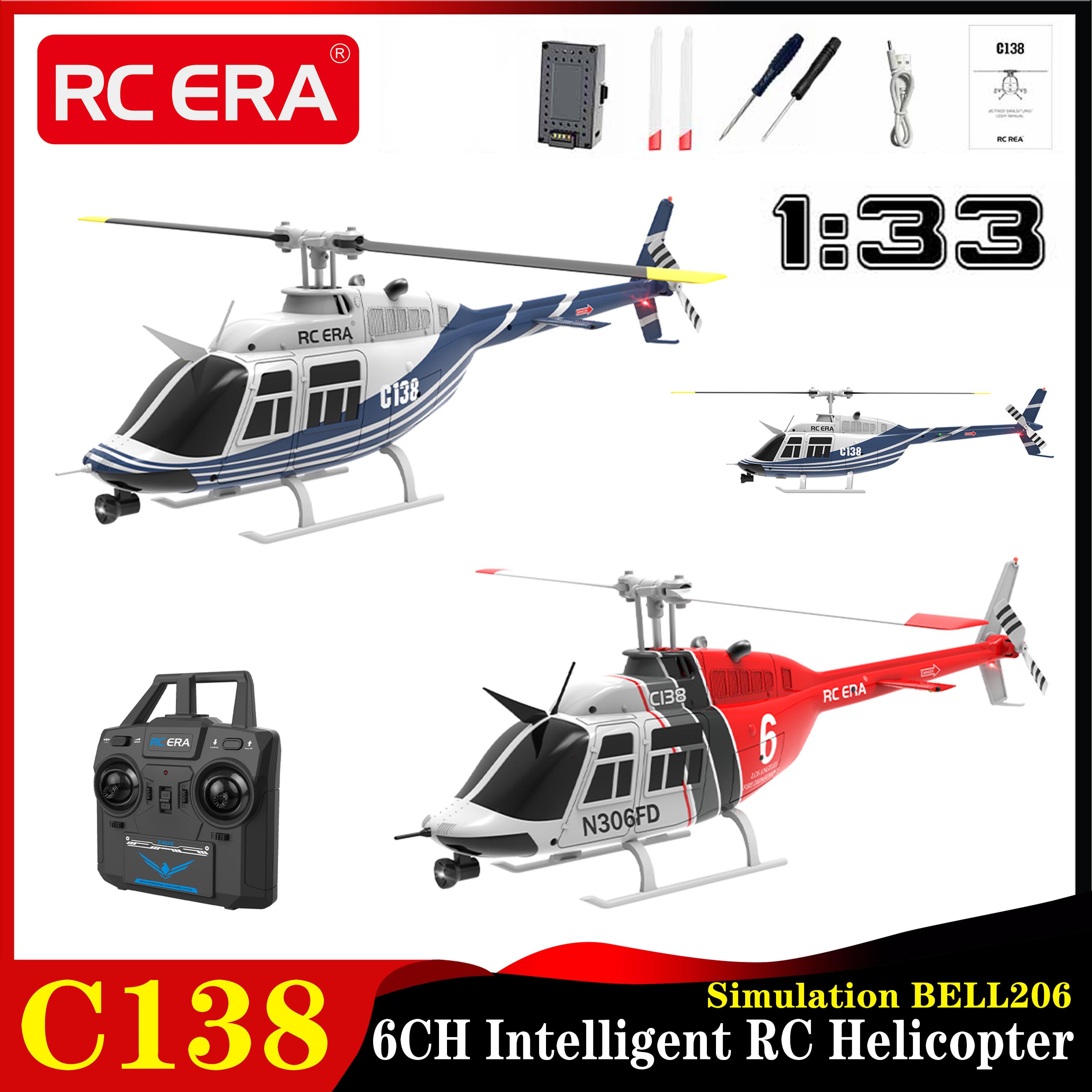 RC ERA C138 1:33 Bell 206 RC H - Rc Helicopter Gyro recensione e prezzo