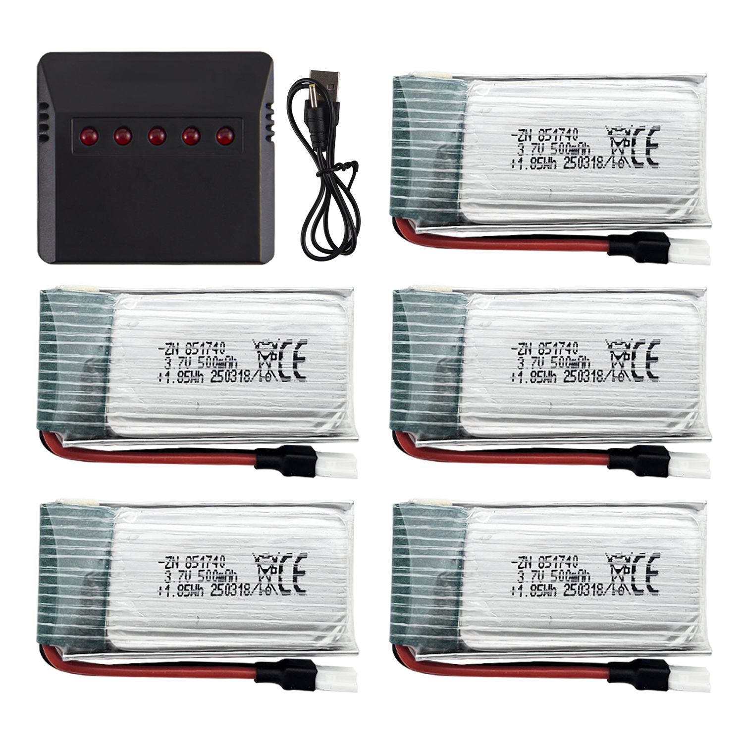 5Pcs 3.7V 500mAh LiPo Batterie - Rc Helicopter Charger recensione e prezzo