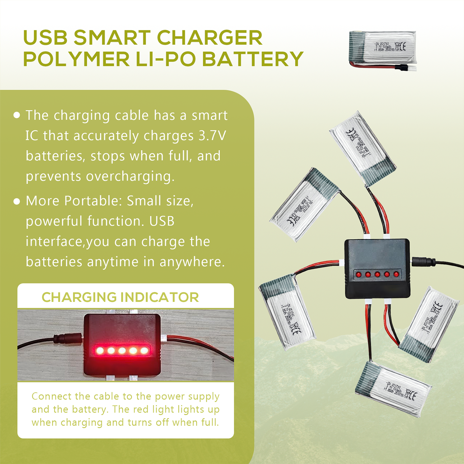 5Pcs 3.7V 500mAh LiPo Batterie - Rc Helicopter Charger recensione e prezzo